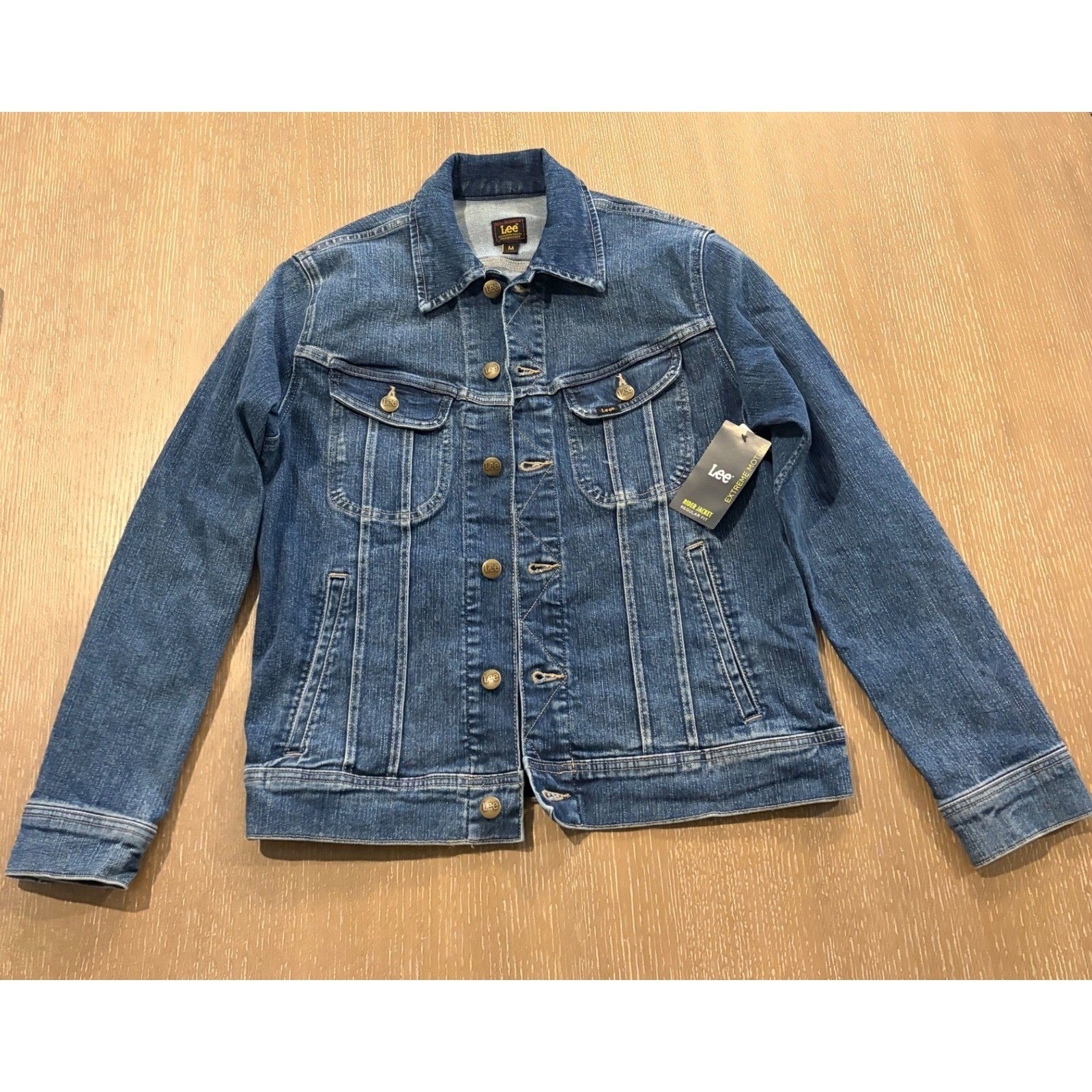 Lee Extreme Motion Rider Regular Fit Jean Jacket Blue Large Button Logo